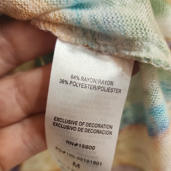 NWT Democracy Multicolor Striped V-Neck Tee - Picture 3 of 5